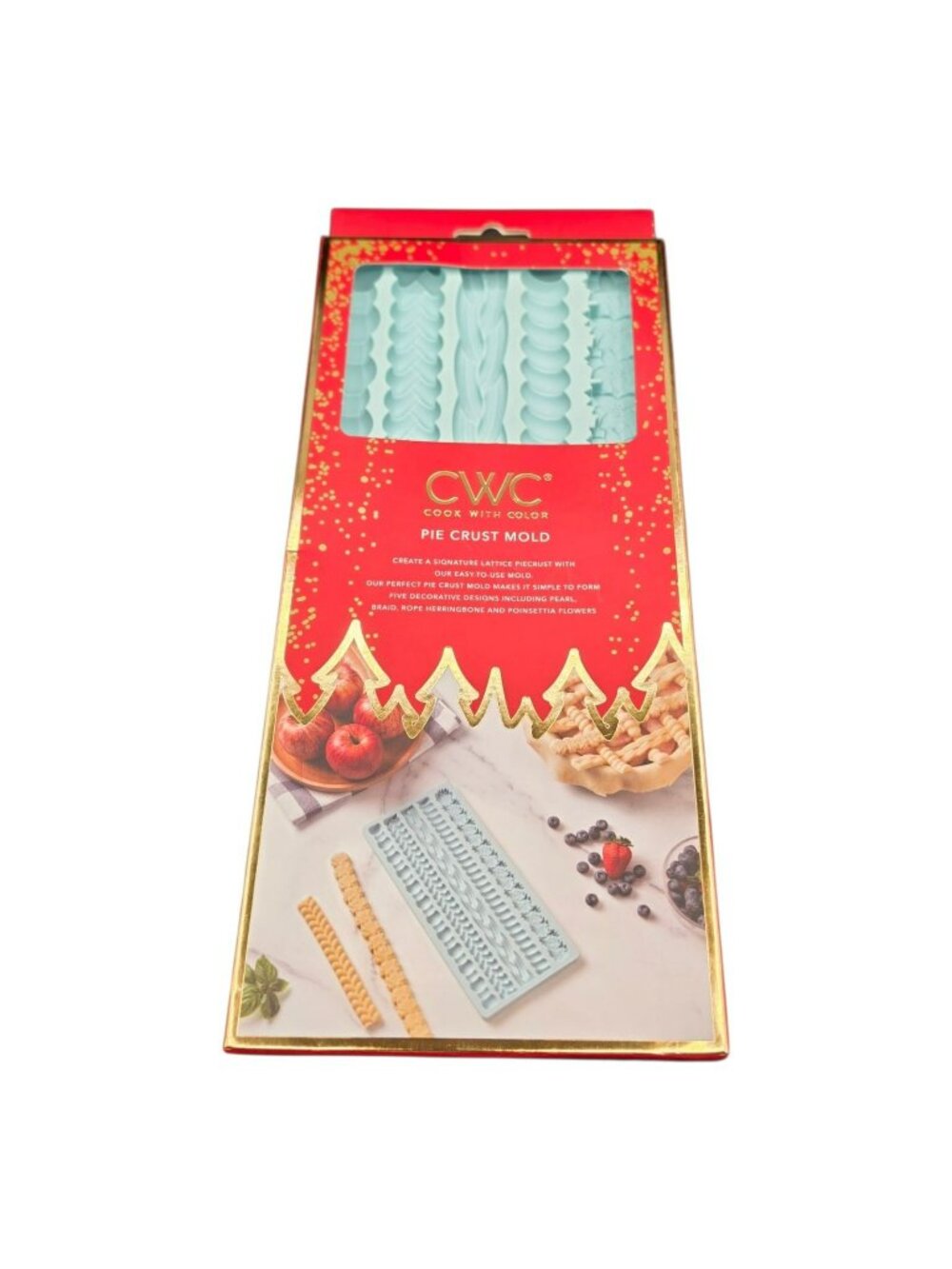 CWC Cook With Color Pie Crust Mold 10.5" X 4.75" Lattice Pastry Dough Press New
